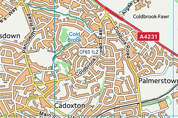 CF63 1LZ map - OS VectorMap District (Ordnance Survey)