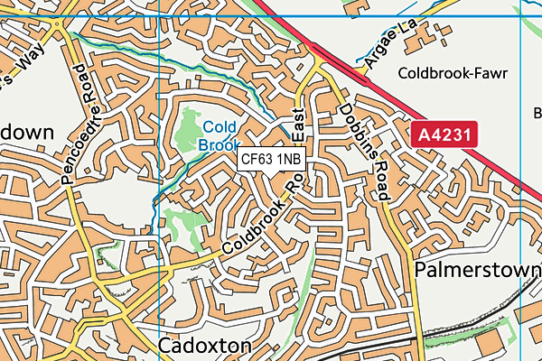 CF63 1NB map - OS VectorMap District (Ordnance Survey)