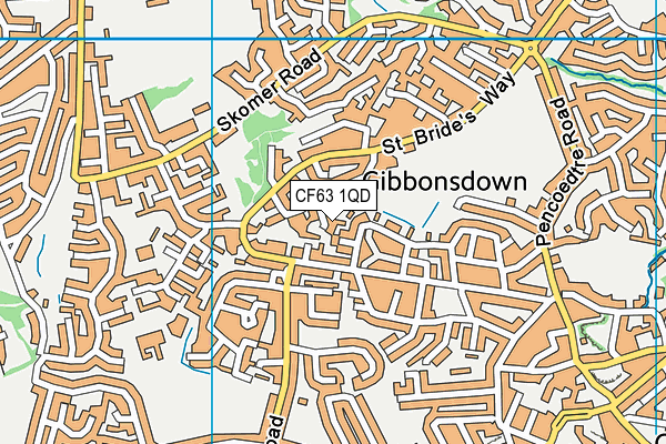 CF63 1QD map - OS VectorMap District (Ordnance Survey)