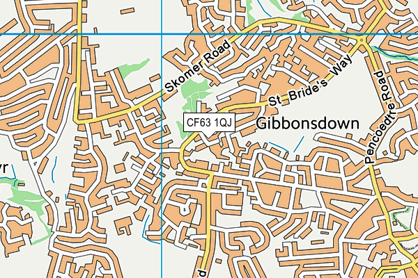 CF63 1QJ map - OS VectorMap District (Ordnance Survey)