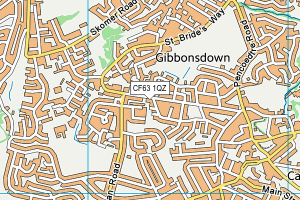 CF63 1QZ map - OS VectorMap District (Ordnance Survey)