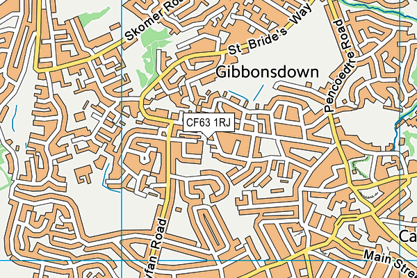 CF63 1RJ map - OS VectorMap District (Ordnance Survey)