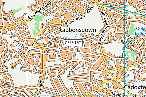 CF63 1RT map - OS VectorMap District (Ordnance Survey)