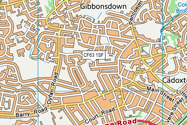 CF63 1SF map - OS VectorMap District (Ordnance Survey)