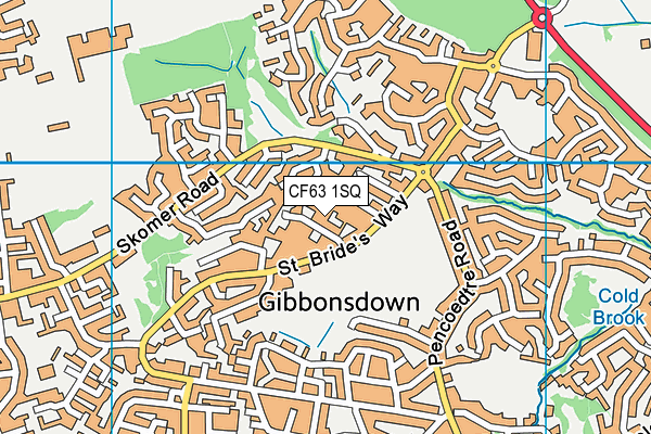 CF63 1SQ map - OS VectorMap District (Ordnance Survey)