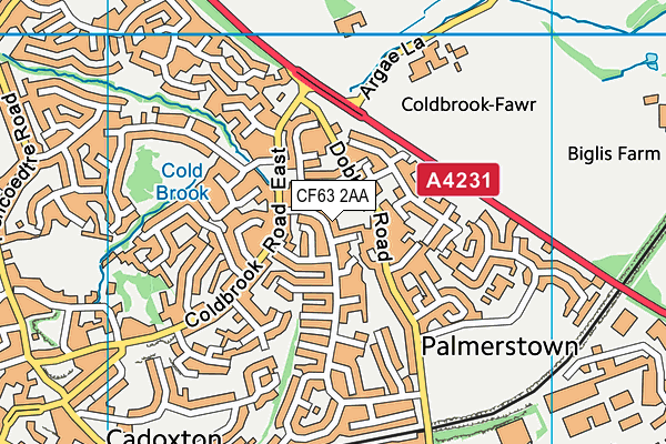 CF63 2AA map - OS VectorMap District (Ordnance Survey)