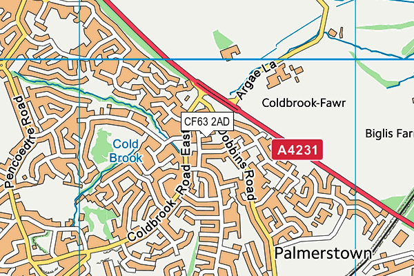 CF63 2AD map - OS VectorMap District (Ordnance Survey)