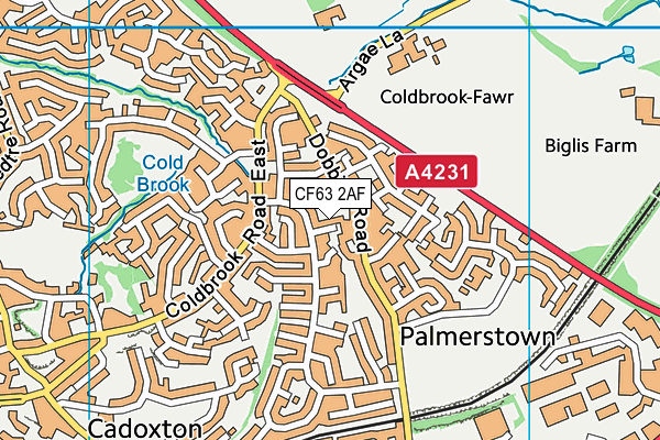 CF63 2AF map - OS VectorMap District (Ordnance Survey)