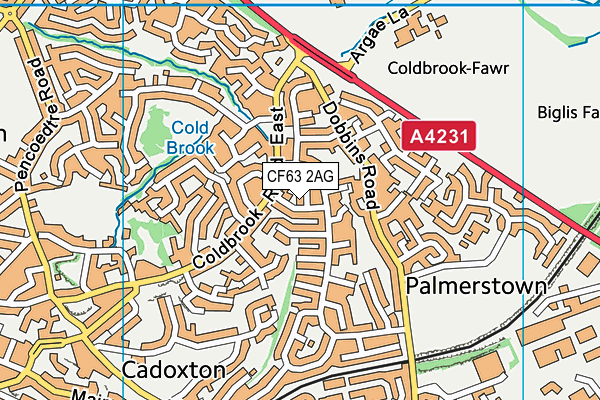 CF63 2AG map - OS VectorMap District (Ordnance Survey)