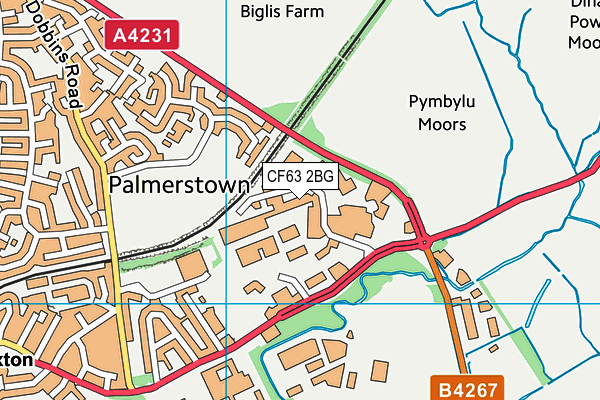 CF63 2BG map - OS VectorMap District (Ordnance Survey)