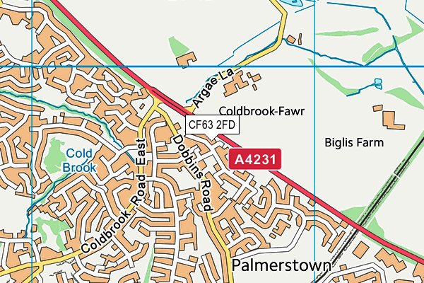 CF63 2FD map - OS VectorMap District (Ordnance Survey)