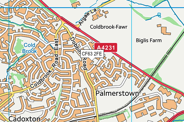 CF63 2FE map - OS VectorMap District (Ordnance Survey)