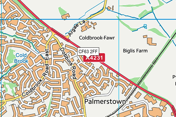 CF63 2FF map - OS VectorMap District (Ordnance Survey)