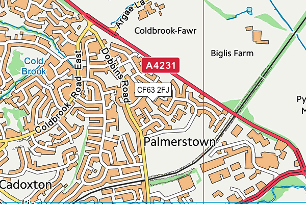 CF63 2FJ map - OS VectorMap District (Ordnance Survey)