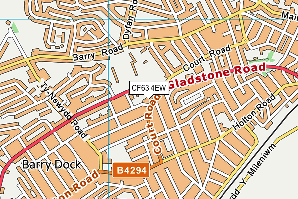 CF63 4EW map - OS VectorMap District (Ordnance Survey)