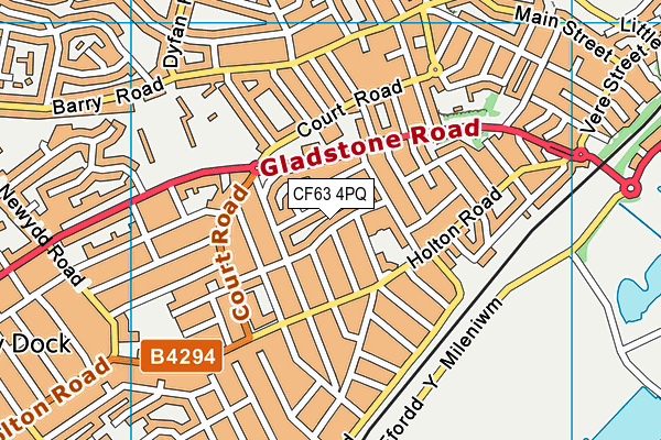 CF63 4PQ map - OS VectorMap District (Ordnance Survey)