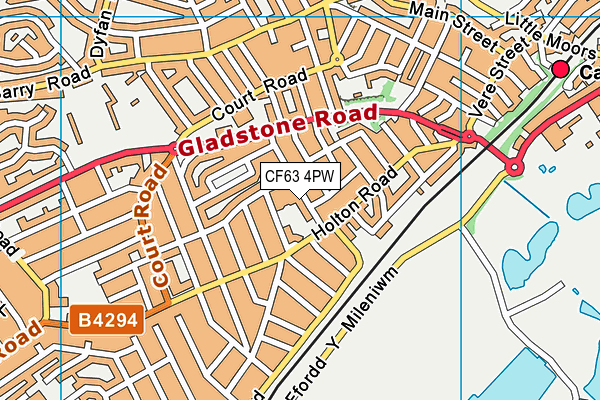 CF63 4PW map - OS VectorMap District (Ordnance Survey)