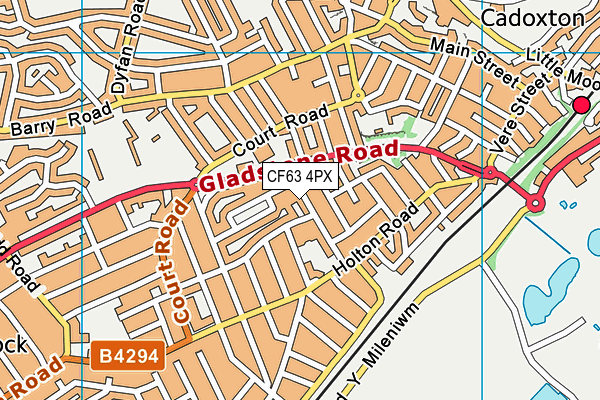 CF63 4PX map - OS VectorMap District (Ordnance Survey)