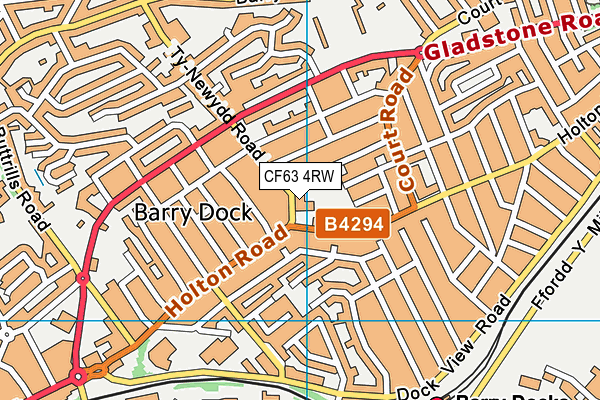 CF63 4RW map - OS VectorMap District (Ordnance Survey)