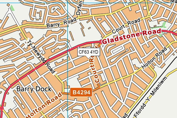 CF63 4YD map - OS VectorMap District (Ordnance Survey)