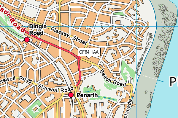 CF64 1AA map - OS VectorMap District (Ordnance Survey)