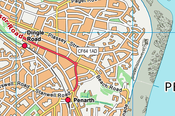 CF64 1AD map - OS VectorMap District (Ordnance Survey)