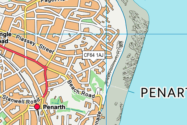 CF64 1AJ map - OS VectorMap District (Ordnance Survey)