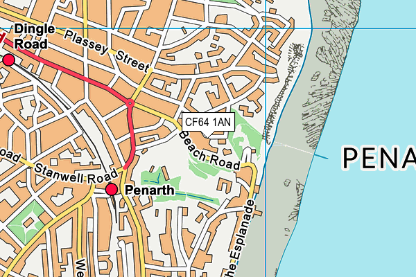 CF64 1AN map - OS VectorMap District (Ordnance Survey)