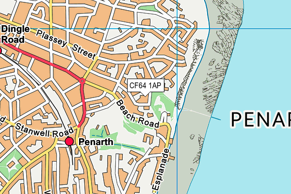 CF64 1AP map - OS VectorMap District (Ordnance Survey)