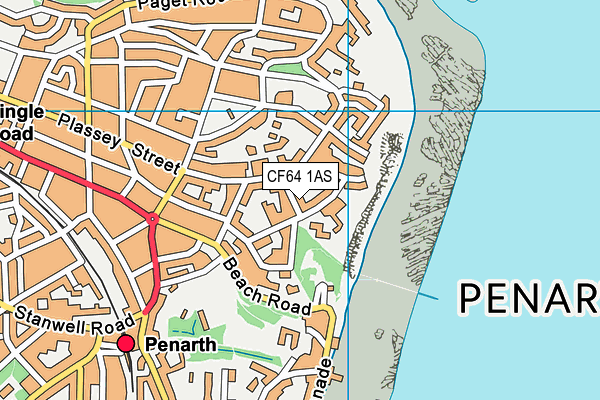 CF64 1AS map - OS VectorMap District (Ordnance Survey)