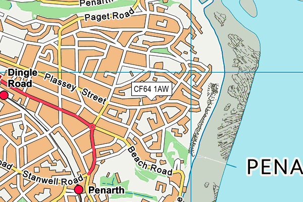 CF64 1AW map - OS VectorMap District (Ordnance Survey)