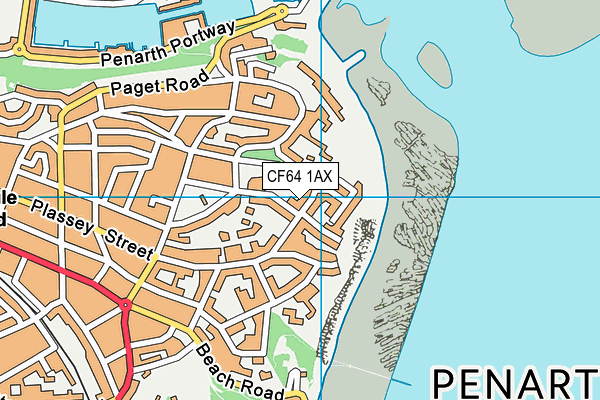 CF64 1AX map - OS VectorMap District (Ordnance Survey)