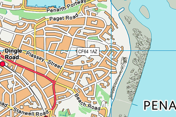 CF64 1AZ map - OS VectorMap District (Ordnance Survey)