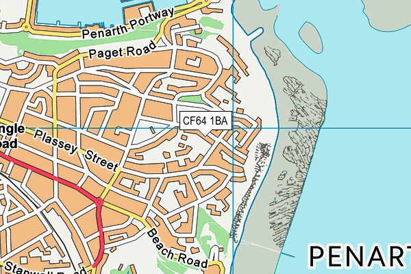 CF64 1BA map - OS VectorMap District (Ordnance Survey)