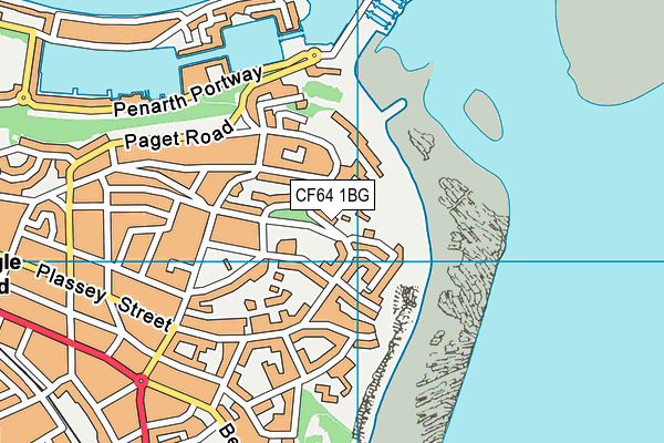 CF64 1BG map - OS VectorMap District (Ordnance Survey)
