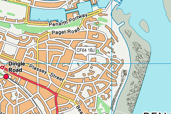 CF64 1BJ map - OS VectorMap District (Ordnance Survey)