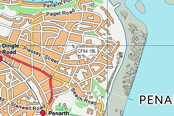 CF64 1BL map - OS VectorMap District (Ordnance Survey)