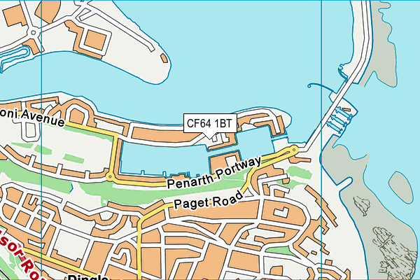 CF64 1BT map - OS VectorMap District (Ordnance Survey)