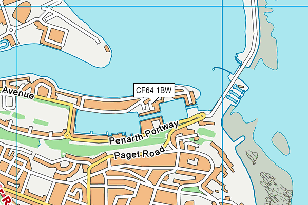 CF64 1BW map - OS VectorMap District (Ordnance Survey)