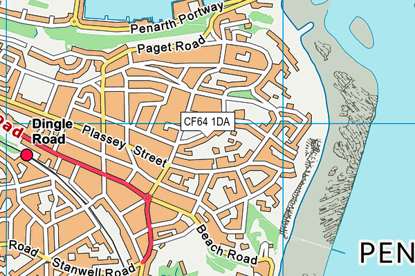 CF64 1DA map - OS VectorMap District (Ordnance Survey)