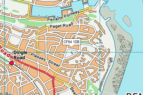CF64 1DB map - OS VectorMap District (Ordnance Survey)