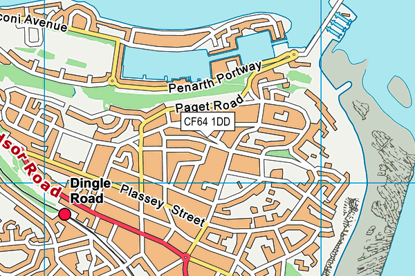 CF64 1DD map - OS VectorMap District (Ordnance Survey)