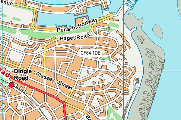 CF64 1DE map - OS VectorMap District (Ordnance Survey)