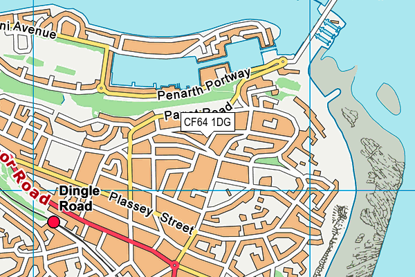 CF64 1DG map - OS VectorMap District (Ordnance Survey)