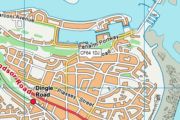 CF64 1DJ map - OS VectorMap District (Ordnance Survey)