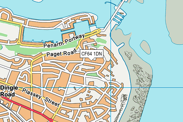 CF64 1DN map - OS VectorMap District (Ordnance Survey)