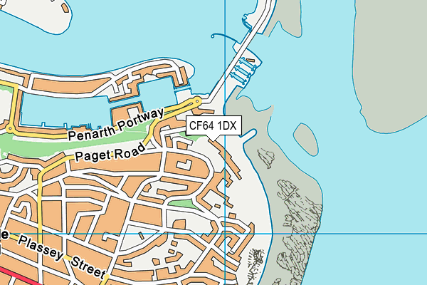 CF64 1DX map - OS VectorMap District (Ordnance Survey)