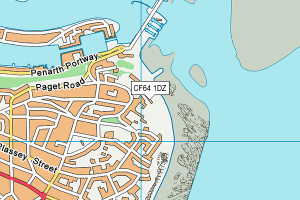 CF64 1DZ map - OS VectorMap District (Ordnance Survey)