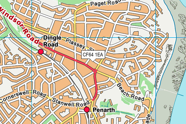 CF64 1EA map - OS VectorMap District (Ordnance Survey)