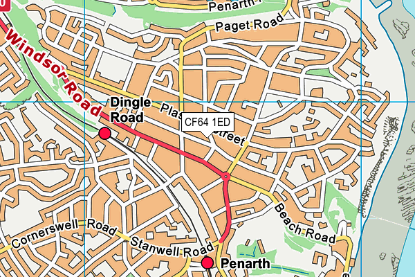 CF64 1ED map - OS VectorMap District (Ordnance Survey)